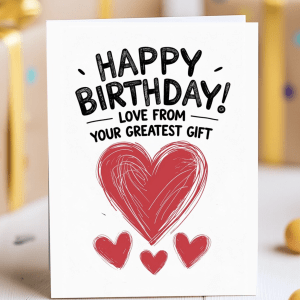 Birthday card for future love with red heart and romantic minimalist design