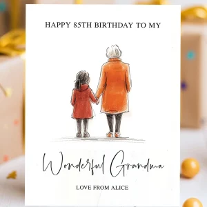 Personalised birthday card for grandmother with custom age and floral design