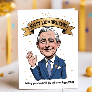 Funny 100th birthday card with playful doodles and hand-drawn design