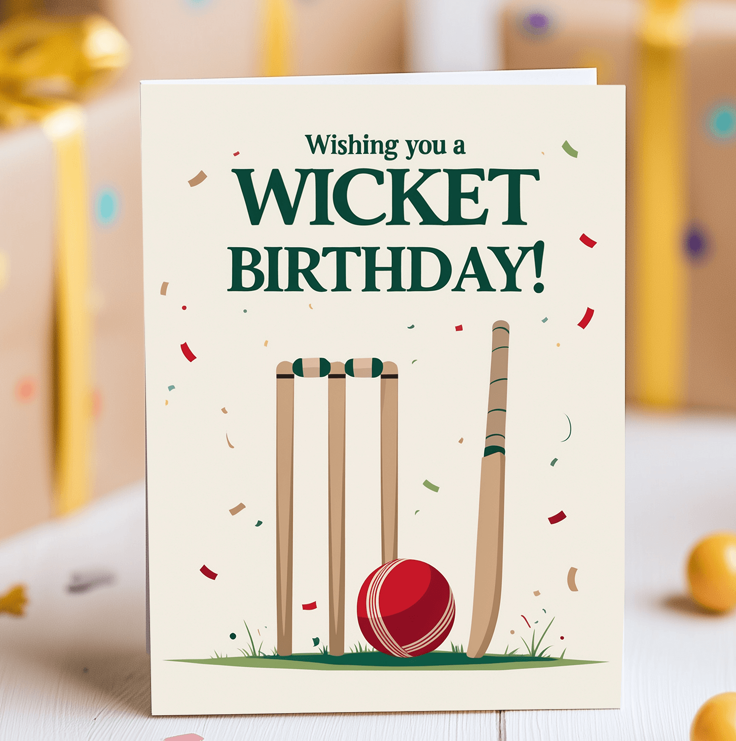 Cricket birthday card with sports-themed design for cricket fans and players
