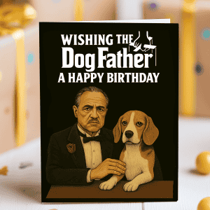 Funny Beagle Dog Father birthday card with Godfather parody design