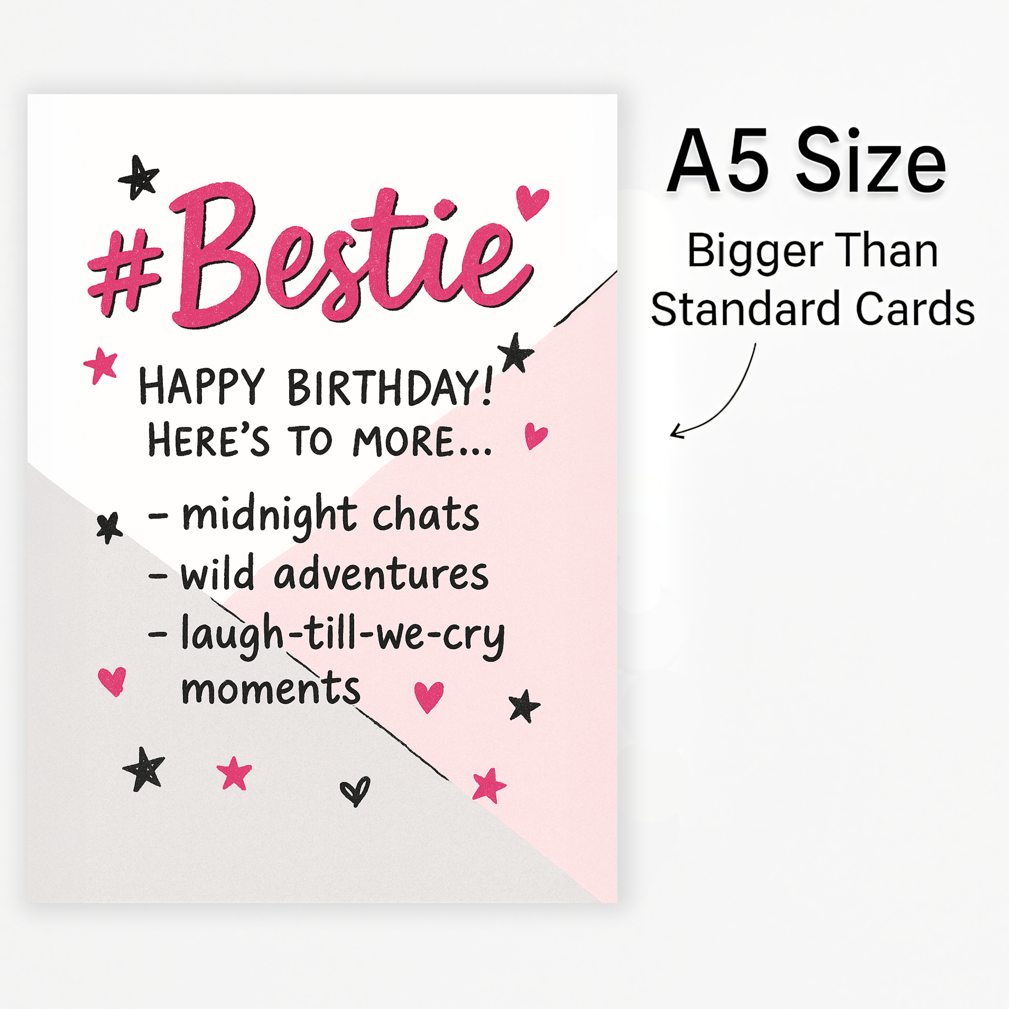 Bestie Birthday Card – Cute A5 Best Friend Card with Envelope