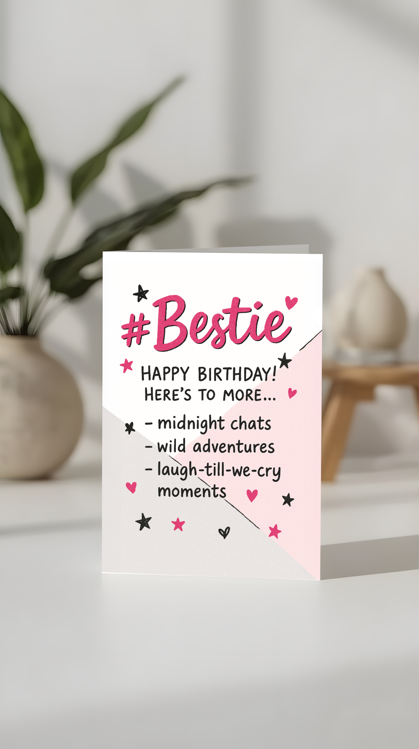 Bestie Birthday Card – Cute A5 Best Friend Card with Envelope