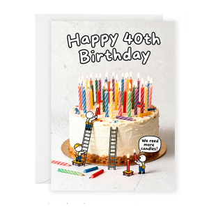 Funny 40th Birthday Card – Construction Workers & Candles