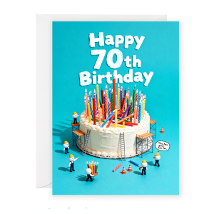 Funny 70th Birthday Card – Construction Workers & Candles